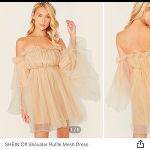 Off Shoulder Ruffle Mesh Dress